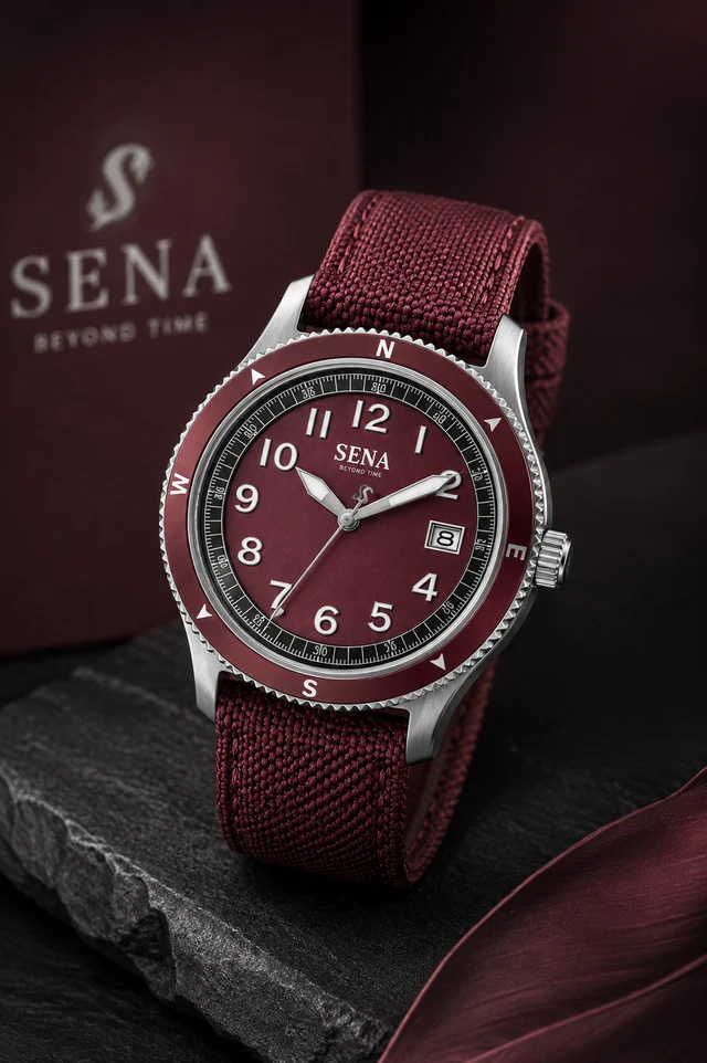 Burgundy SENA Warisan 3-Hands Date