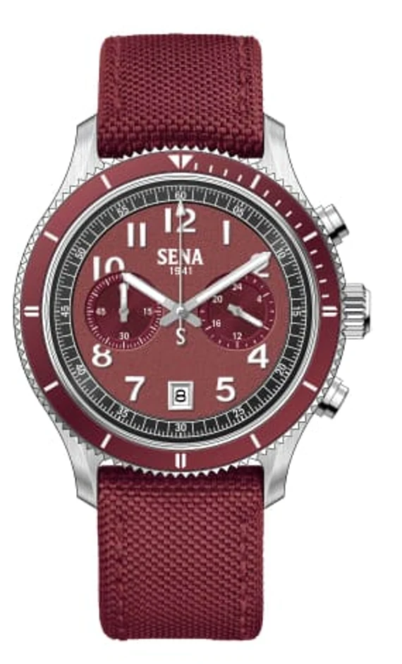 SENA Warisan 2-Eyes Chronograph Gents, Burgundy